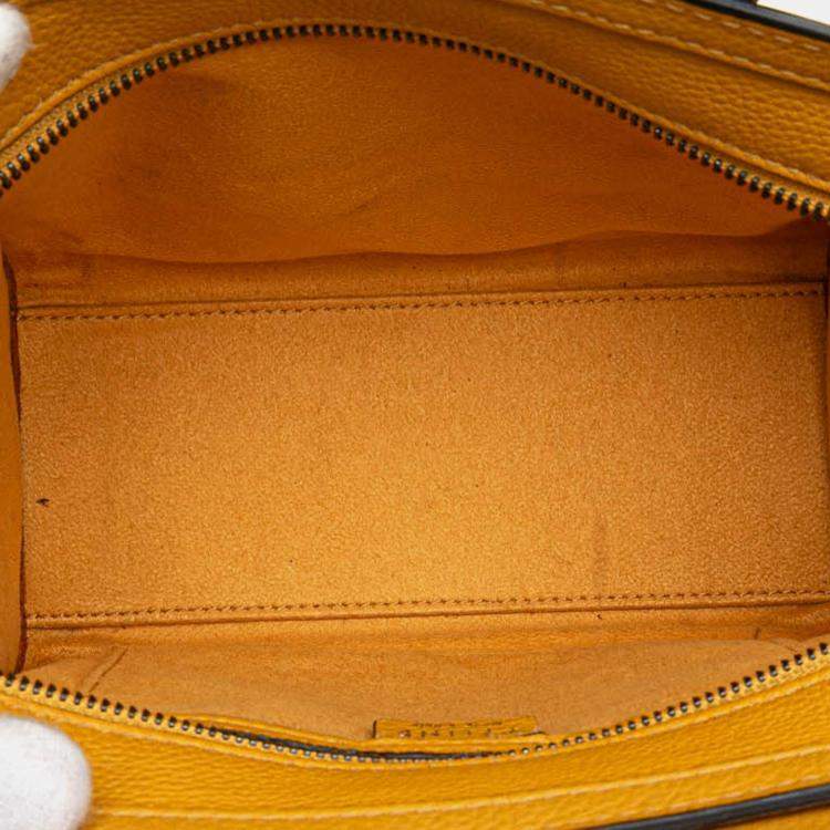 Pre Owned Celine Yellow Nano Leather Luggage Tote