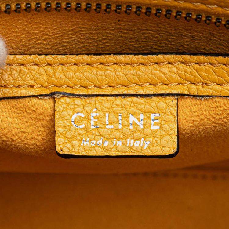 Pre Owned Celine Yellow Nano Leather Luggage Tote