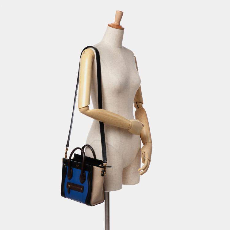 Pre Owned Celine Tricolor Leather Nano Luggage Tote