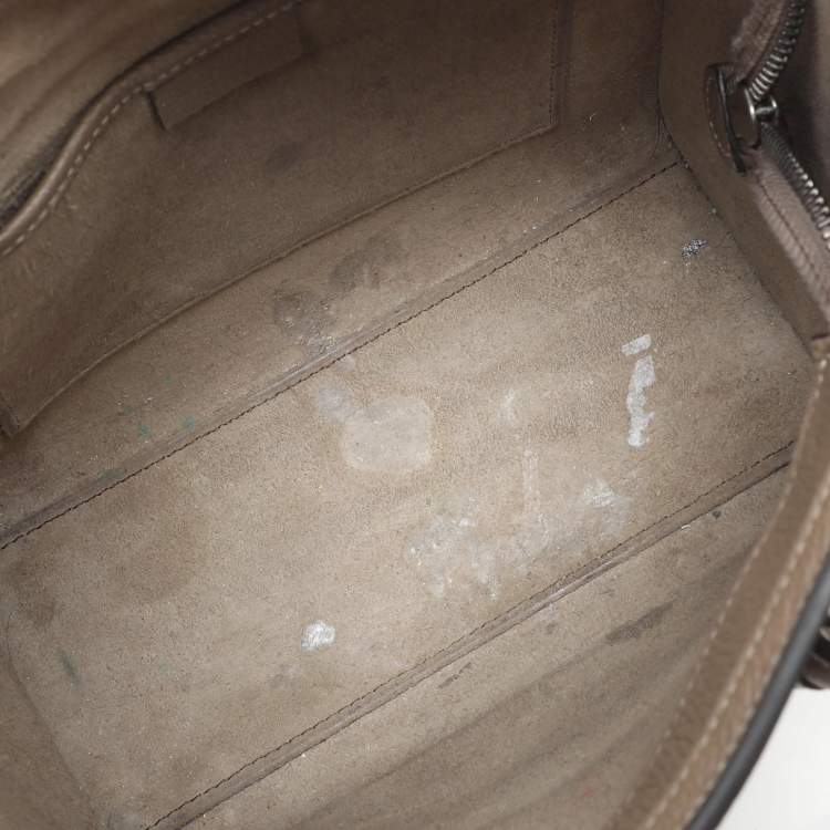 Pre Owned Celine Taupe Leather Nano Luggage Tote