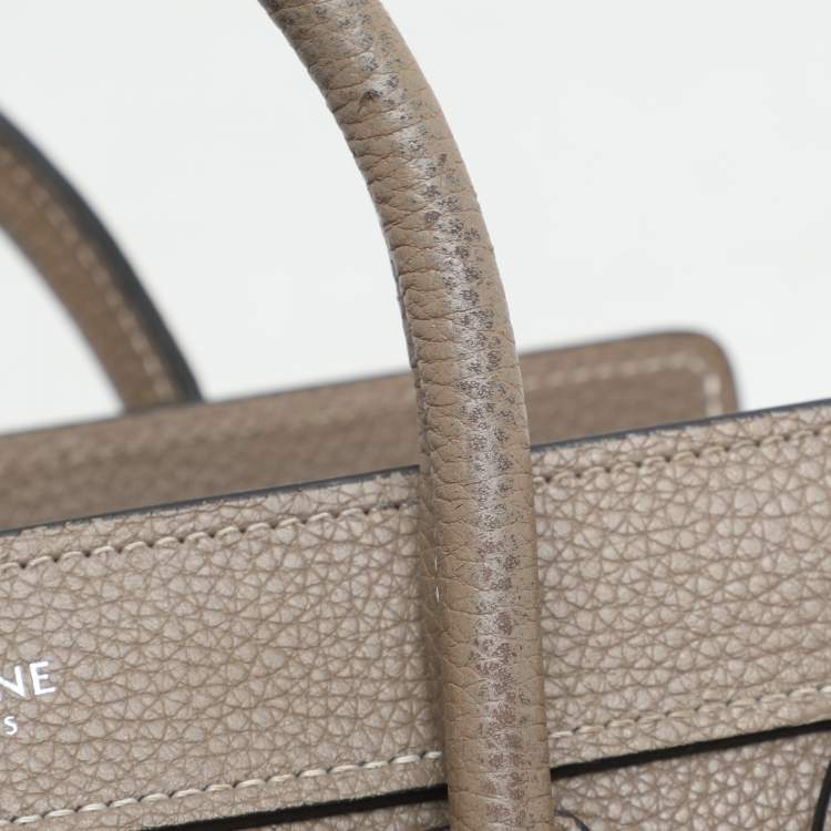 Pre Owned Celine Taupe Leather Nano Luggage Tote