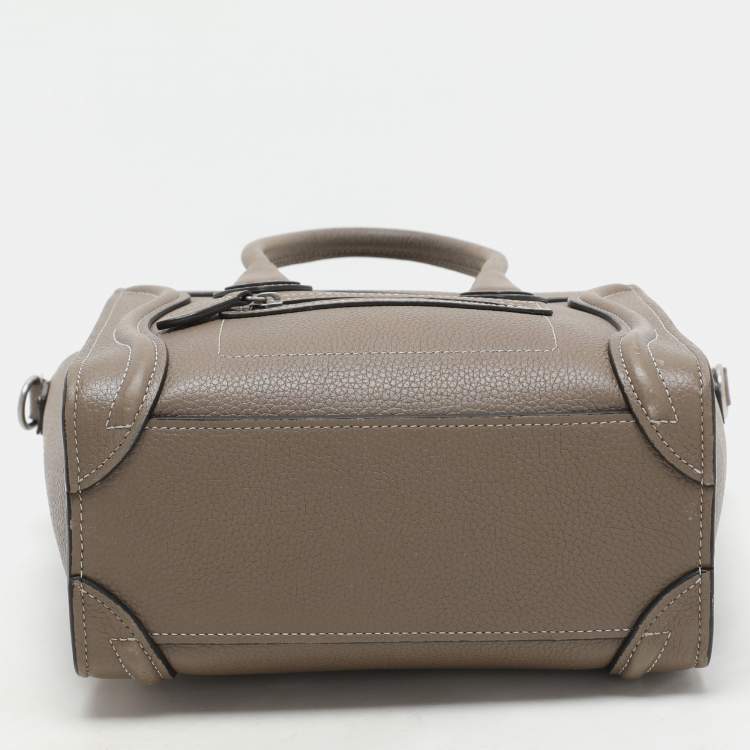Pre Owned Celine Taupe Leather Nano Luggage Tote