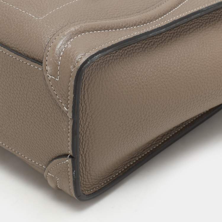 Pre Owned Celine Taupe Leather Nano Luggage Tote