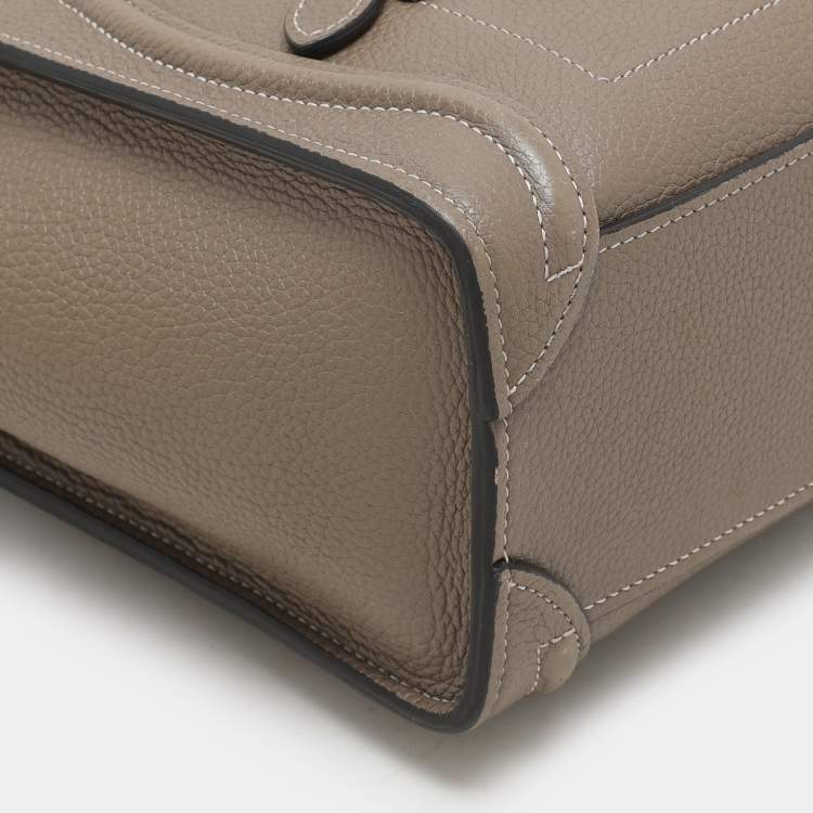 Pre Owned Celine Taupe Leather Nano Luggage Tote