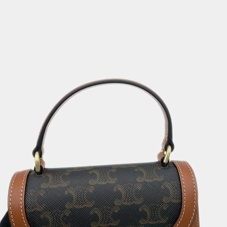 Pre Owned Celine Tan PVC Calf Leather Triomphe Mini Cabas Shoulder Bag