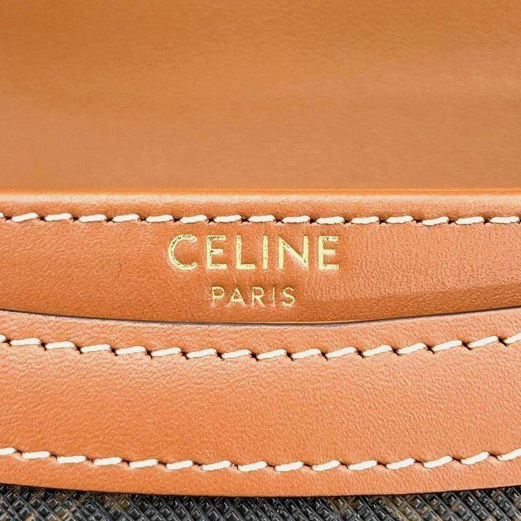 Pre Owned Celine Tan PVC Calf Leather Triomphe Mini Cabas Shoulder Bag