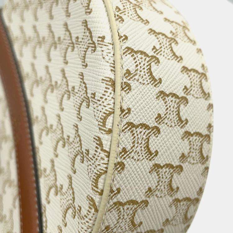 Pre Owned Celine White PVC Leather Triomphe Shoulder Bag