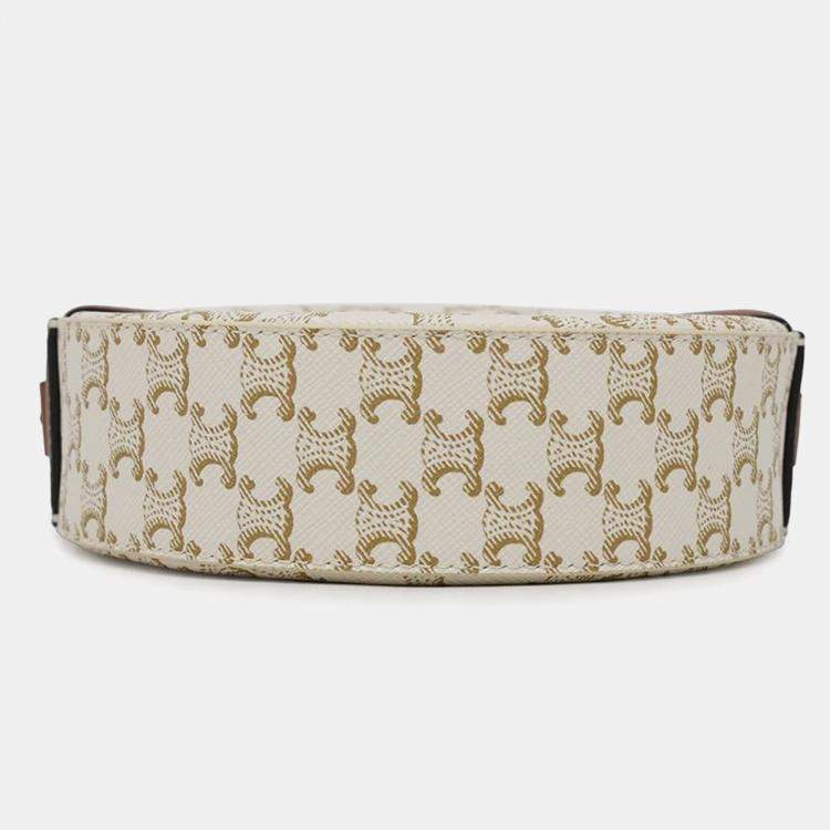 Pre Owned Celine White PVC Leather Triomphe Shoulder Bag