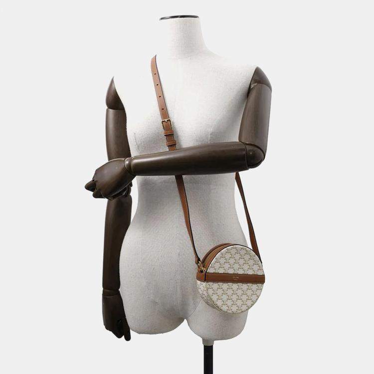Pre Owned Celine White PVC Leather Triomphe Shoulder Bag