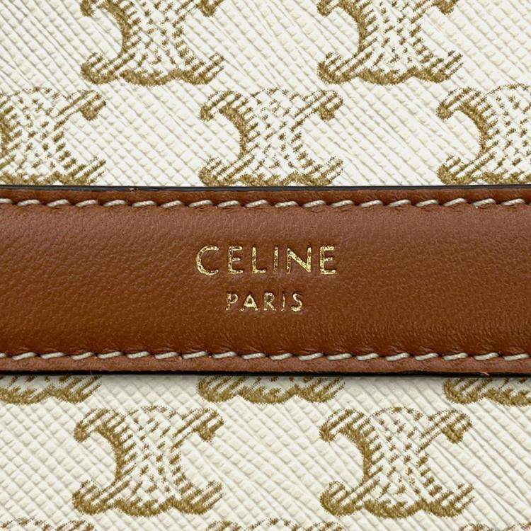 Pre Owned Celine White PVC Leather Triomphe Shoulder Bag