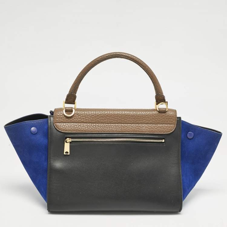 Pre Owned Celine Tricolor Leather Small Trapeze Top Handle Bag