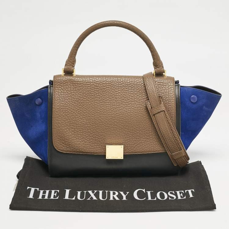 Pre Owned Celine Tricolor Leather Small Trapeze Top Handle Bag