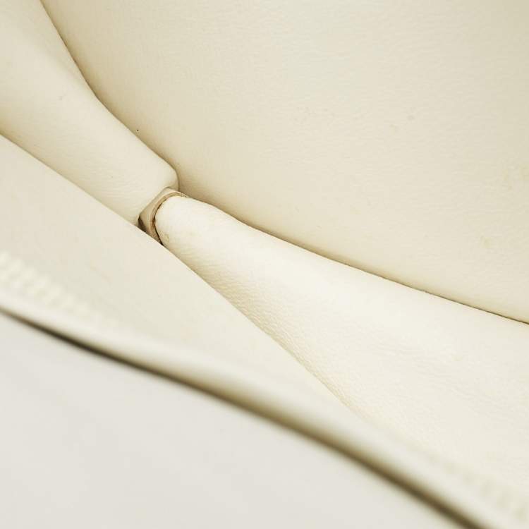 Pre Owned حقيبة ظرف سيلين جلد أبيض/تان عتيق