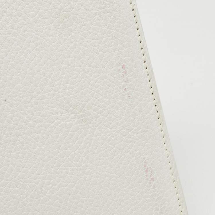 Pre Owned حقيبة ظرف سيلين جلد أبيض/تان عتيق