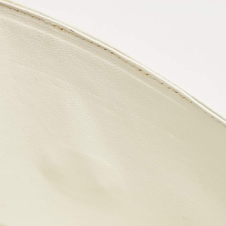 Pre Owned حقيبة ظرف سيلين جلد أبيض/تان عتيق