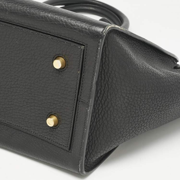 Pre Owned Celine Black Leather Mini Tie Tote