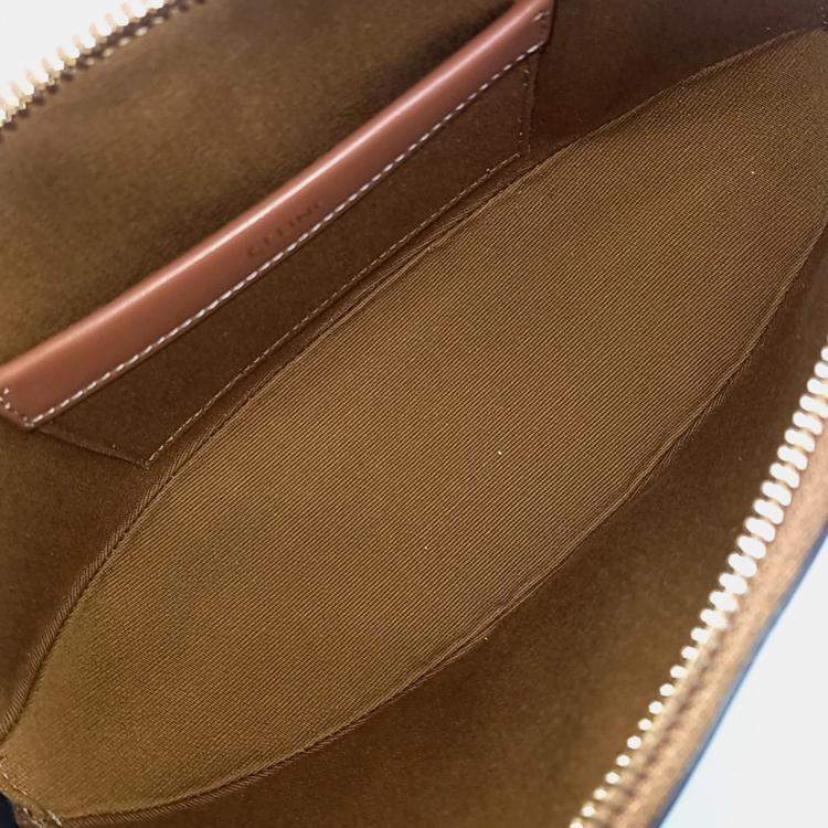 Pre Owned Celine Brown Coated Canvas and Leather Oval Bag