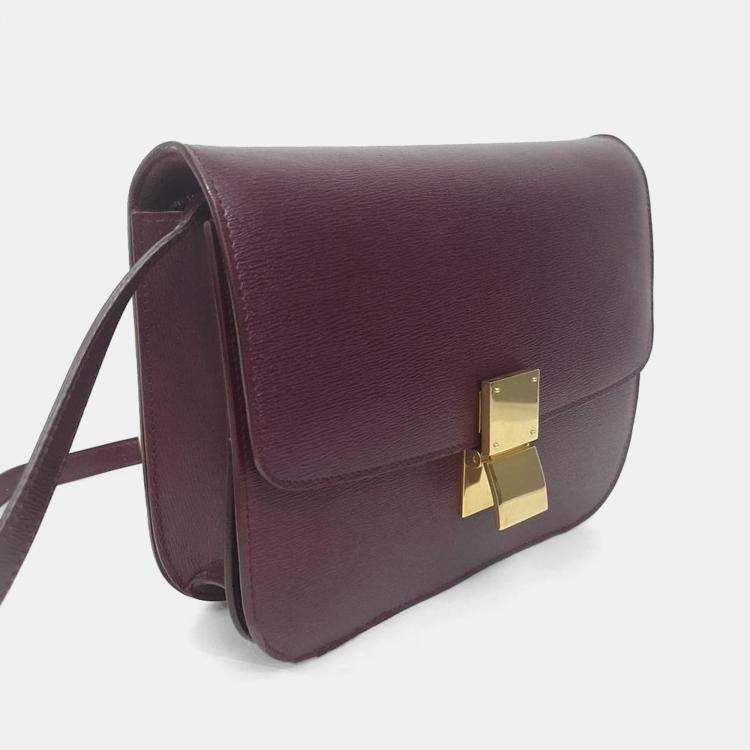 Pre Owned Celine Purple Classic Leather Box Bag