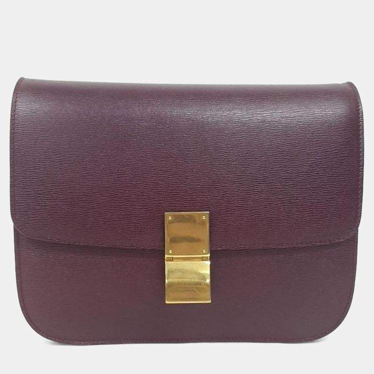 Pre Owned Celine Purple Classic Leather Box Bag