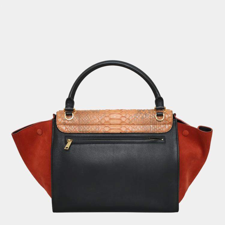 Pre Owned Celine Multicolor Python Trapeze Tote Bag