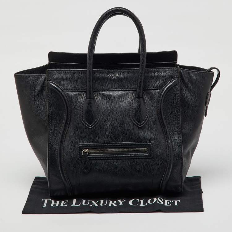 Pre Owned Celine Black Leather Mini Luggage Tote