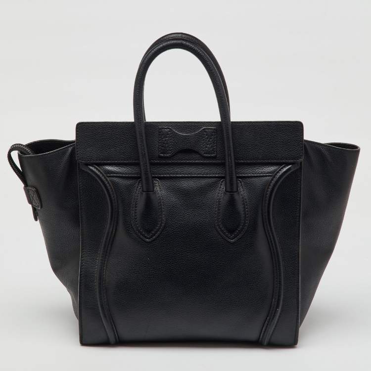 Pre Owned Celine Black Leather Mini Luggage Tote