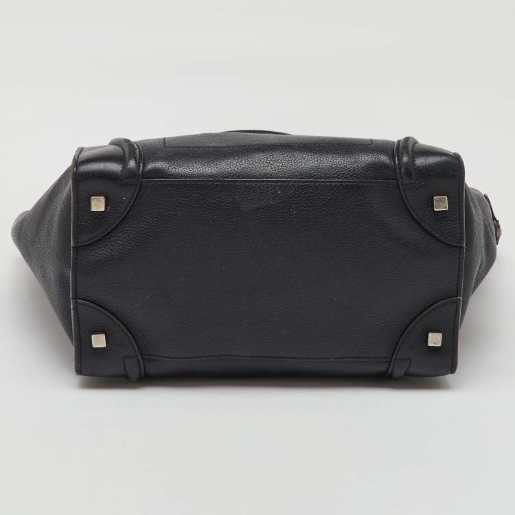 Pre Owned Celine Black Leather Mini Luggage Tote