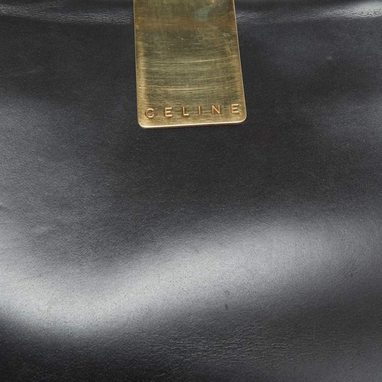 Pre Owned Celine Dark Brown Leather Zip Detail Tote