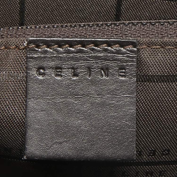 Pre Owned Celine Dark Brown Leather Zip Detail Tote