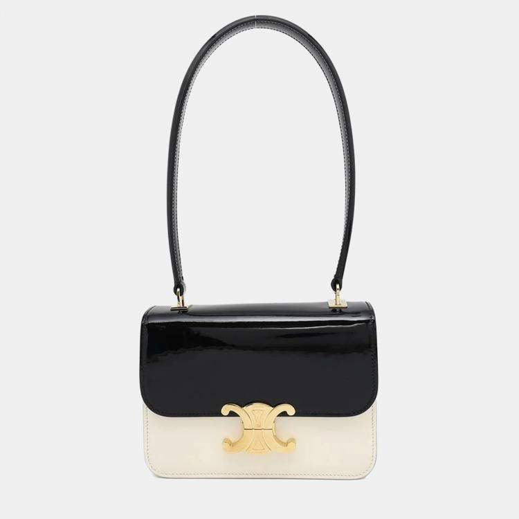 Pre Owned Celine Teen Garance Black/White Patent Leather Shoulder Bag