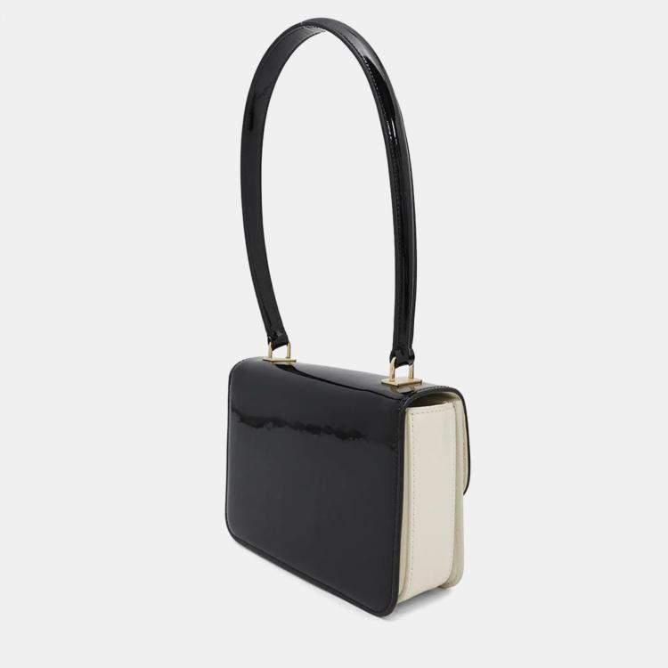 Pre Owned Celine Teen Garance Black/White Patent Leather Shoulder Bag