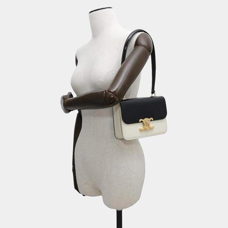 Pre Owned Celine Teen Garance Black/White Patent Leather Shoulder Bag