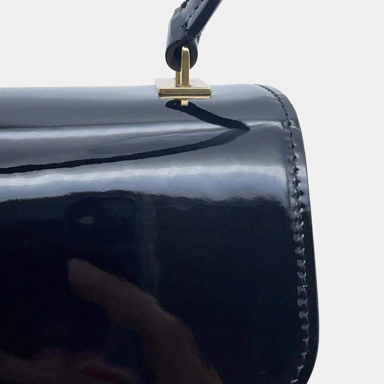 Pre Owned Celine Teen Garance Black/White Patent Leather Shoulder Bag