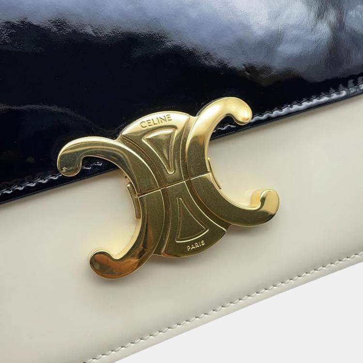 Pre Owned Celine Teen Garance Black/White Patent Leather Shoulder Bag
