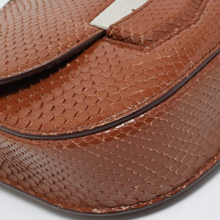 Pre Owned Celine Brown Python Small Trotteur Crossbody Bag