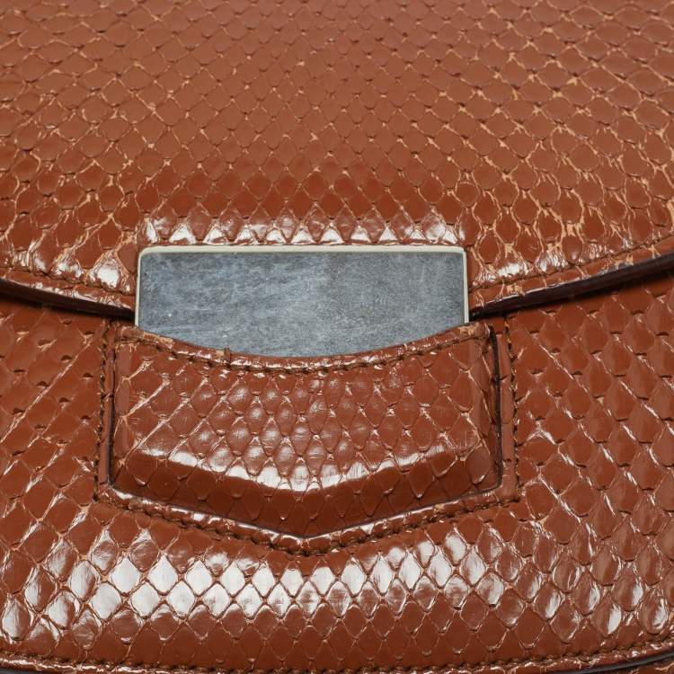 Pre Owned Celine Brown Python Small Trotteur Crossbody Bag