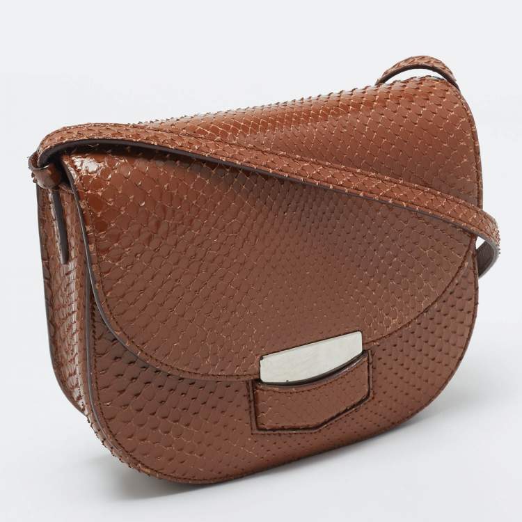 Pre Owned Celine Brown Python Small Trotteur Crossbody Bag