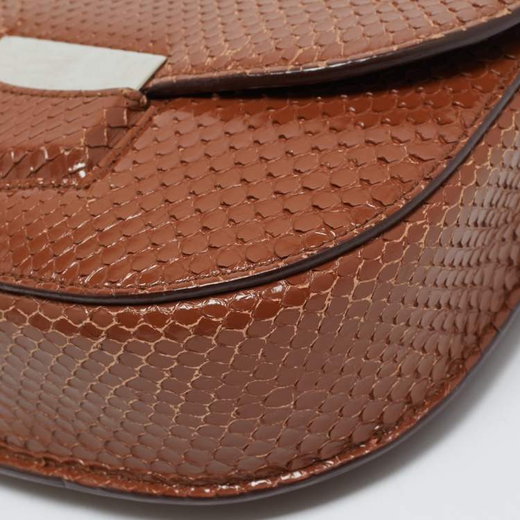 Pre Owned Celine Brown Python Small Trotteur Crossbody Bag