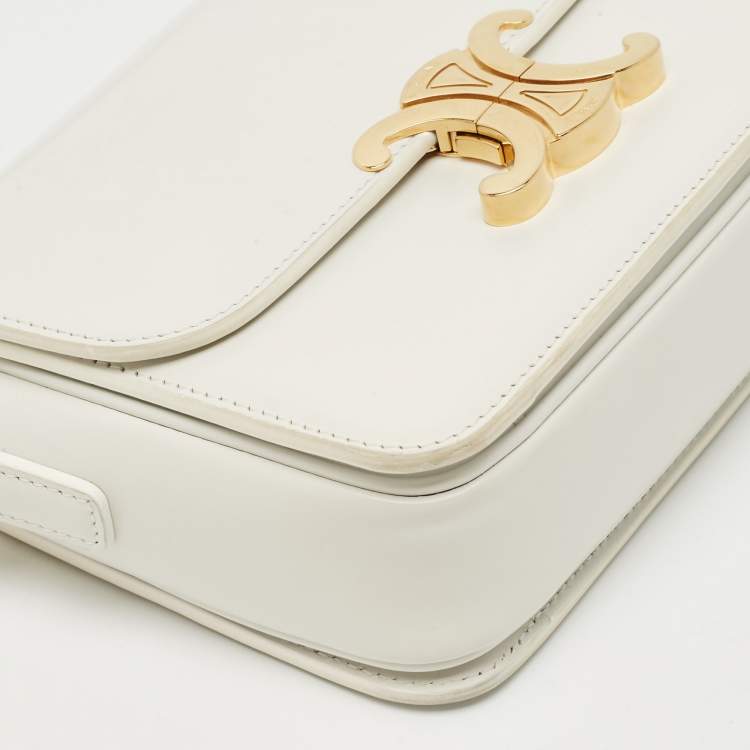 Pre Owned Celine White Leather Teen Triomphe Shoulder Bag