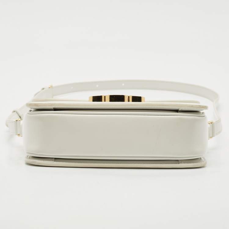 Pre Owned Celine White Leather Teen Triomphe Shoulder Bag