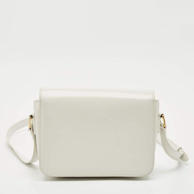 Pre Owned Celine White Leather Teen Triomphe Shoulder Bag