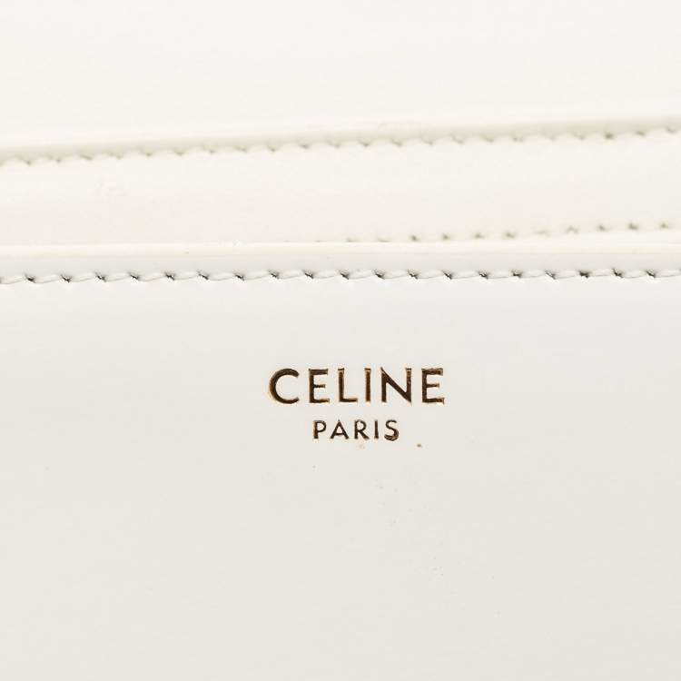 Pre Owned Celine White Leather Teen Triomphe Shoulder Bag
