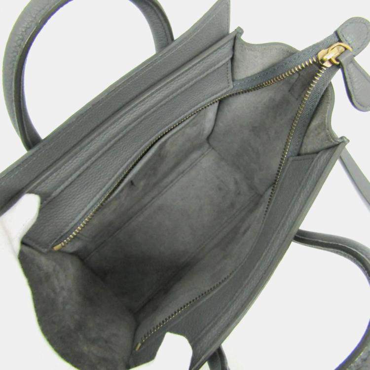 Pre Owned Celine Luggage Nano Gray Leather Top Handle Bag