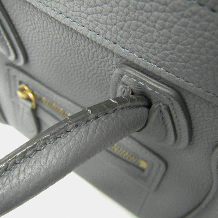 Pre Owned Celine Luggage Nano Gray Leather Top Handle Bag