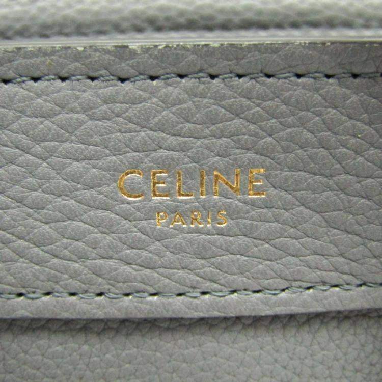 Pre Owned Celine Luggage Nano Gray Leather Top Handle Bag