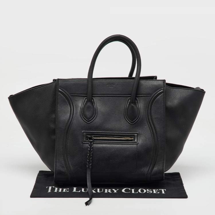 Pre Owned Celine Black Leather Large Phantom Luggage Tote