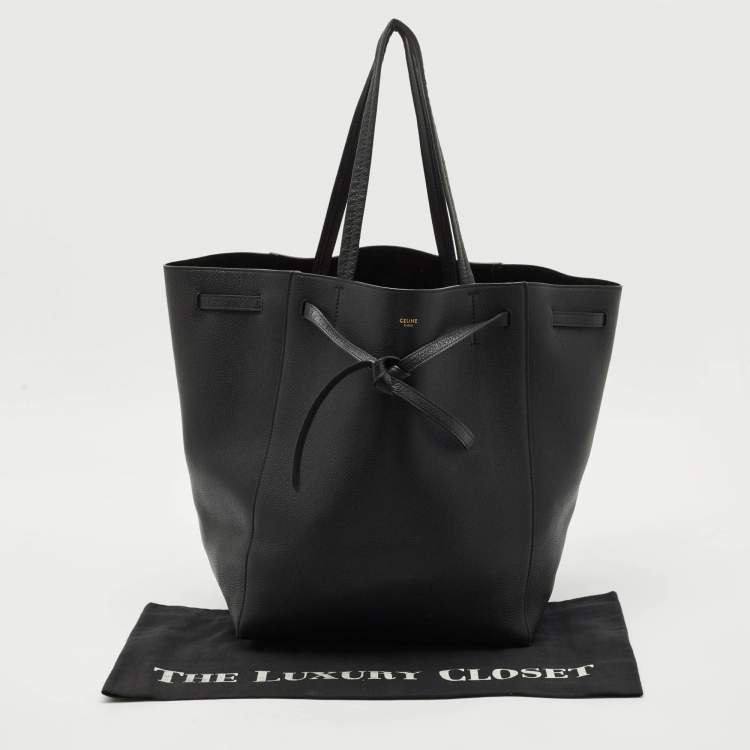 Pre Owned Celine Black Leather Medium Cabas Phantom Tote