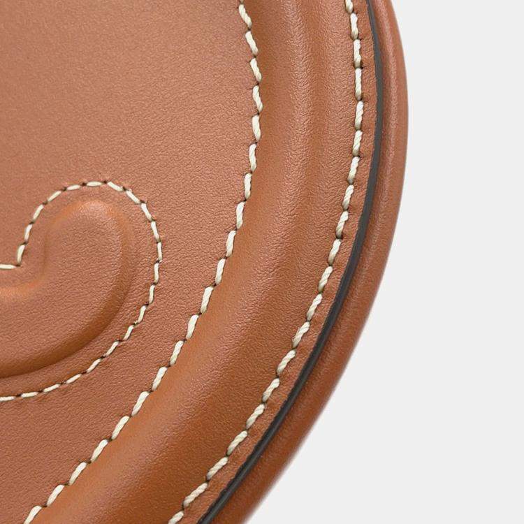 Pre Owned Celine Cuir Triomphe Oval Brown Leather Purse Shoulder Bag