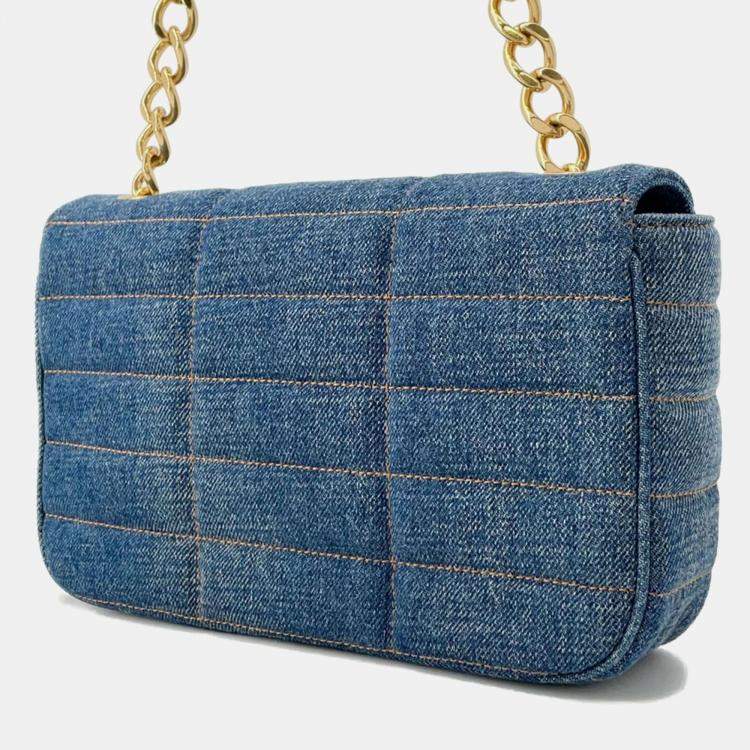 Pre Owned  Celine Blue Denim Chain Shoulder Bag 