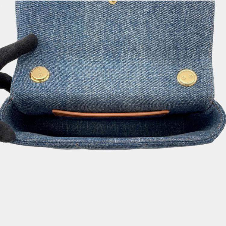 Pre Owned  Celine Blue Denim Chain Shoulder Bag 